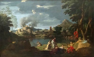 Landschaft mit Orpheus und Eurydike von Nicolas Poussin